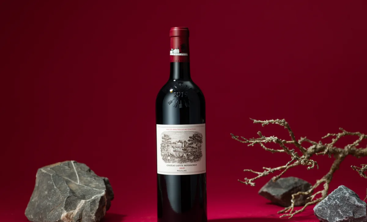 Fine wine bottle secured in Vinesia storage